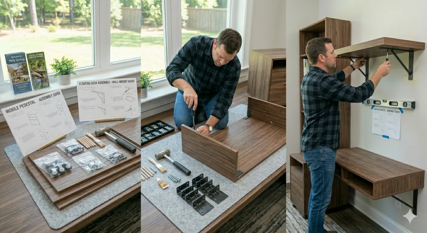 Wall‑mount Floating Desk Assembly